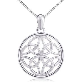 DAOCHONG 925 Sterling Silver Good Luck Irish Jewelry Celtic Knot Pendant Necklaces for Women Teen Girls