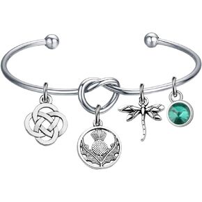 WSNANG TV Show Inspired Jewelry Scottish Thistle Dragonfly Charm Love Knot Bracelet TV Show Fans Gift