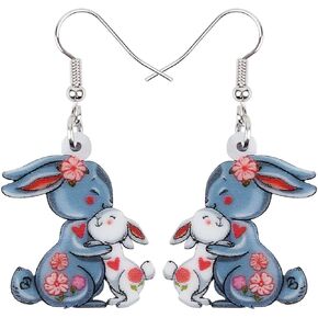 Acrylic Easter Basket Eggs Bunny Rabbit Earrings Drop Dangle Jewelry Gifts for Women Girls Funny Party Decoration