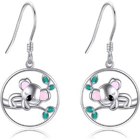URONE Hummingbird/Koala/Bat/Giraffe Earrings for Women 925 Sterling Sliver Dangle Earrings Animal Jewelry Gift