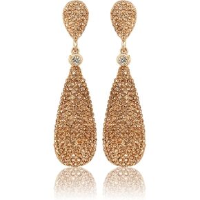 Moonstruck Costume Jewelry Chandelier Rose Gold Diamond Studded Metal Drop and Dangle Earrings for Women
