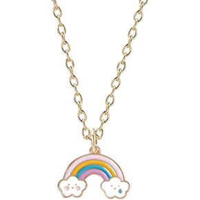 WLL Gold Enamel Colorful Rainbow Pendant Necklace Girls Gifts