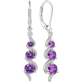Starchenie Birthstone Dangle Drop Earrings 925 Sterling Silver Gemstones Leverback Earrings Jewelry Gift for Women