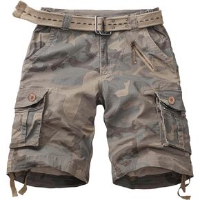 TRGPSG Womens Hiking Shorts, Bermuda Cargo Shorts, 7" Summer Camo Shorts Y2K Shorts for Women with Zipper Pocket(No Belt)