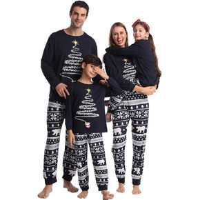 ENJOYNIGHT Matching Family Christmas Pajamas Set Soft Long Sleeve Xmas Sleepwear Print Pjs Matching Sets