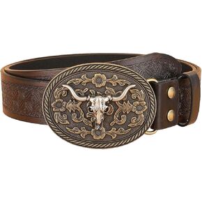 Verdusa Women's Vintage Western Leather Buckle Belt