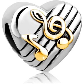 Love Music Note Heart Charm Bead for Bracelet