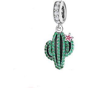 ABAOLALA Plants and Insects Charm 925 Sterling Silver Cactus Charm Flowers Beads Botany Charm for Bracelet & Necklace