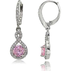 الجنيه الاسترليني من الفضة مكعب زركونيا إنفينيتي تتدلى أقراط Leverback in Kuwait