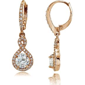 Sterling Silver Cubic Zirconia Infinity Dangle Leverback Earrings