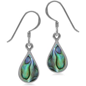 Silvershake Pear Shape 925 Sterling Silver Inlay Drop Dangle Earrings