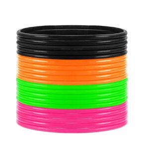 Silicone Jelly Hair Tie Bracelet Penta Angel 20Pcs Retro Solid Neon 80s Style Costume Wrist Band Hair Elastics for Men Women Party Favors (Black)
