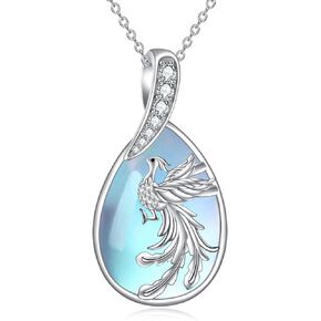 LUHE Phoenix Moonstone Necklaces for Women Sterling Silver Phoenix Pendant Necklace Phoenix Jewelry Mother's Day Gift Birthday Gift for Women Mum