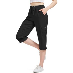 Toumett Women's Cargo Capris Hiking Pants Quick Dry Lightweight Outdoor Pants Casual Travel Comfy Cute Pockets