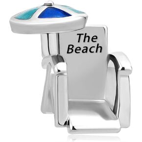 MiiFort Tropical Beach Chair Charm Compatible with Pandora Bracelets Blue Umbrella Women Vacation Holidays Birthday Christmas