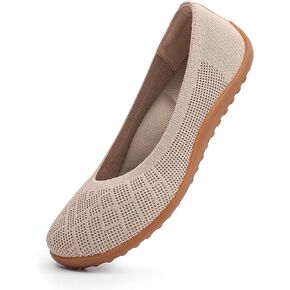 KBZone Women‘s Flat Shoes round Toe Knit Ballet Flat Comfort Dressy Flat Walking Shoes