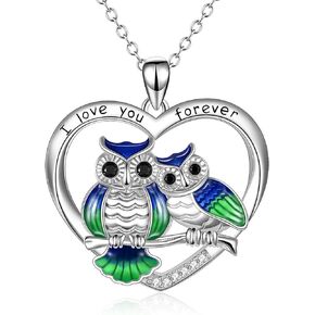 ONEFINITY Sterling Silver Owl Necklace Mother Daughter Owl Lover Bird Pendant Necklace Mother's Day Gifts for Women Grandmother Daughter Mom