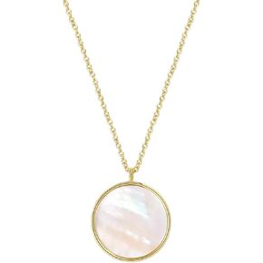 Dainty 14k Gold Plated Mother of Pearl Shell Pendant Necklaces | Cute Round Shell Pendant Necklaces for Women Girls
