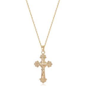 Befettly Cross Pendant Necklaces For Women Dainty Handmade 18k Plated Gold Chain Necklace Simple Coin CZ Triangle Jewelry Choker