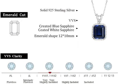 عقد بقلادة من الياقوت الازرق المزروع في المختبر 7.40 قيراط للنساء من الياقوت الازرق مع هالو الياقوت الابيض عيار 14 قيراط على الفضة يأتي مع صندوق هدايا in Kuwait