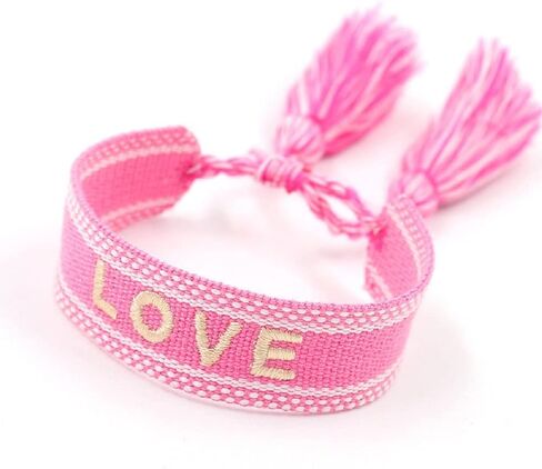 COLORFUL BLING Woven Friendship Wrap Embroidery Bracelets – LOVE Knitted Word Adjustable Rope Braided Bracelets for Women Girls Gift in Saudi Arabia