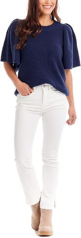 Mud Pie Women's Asteria Scallop Sweater, Navy, Small in Saudi Arabia