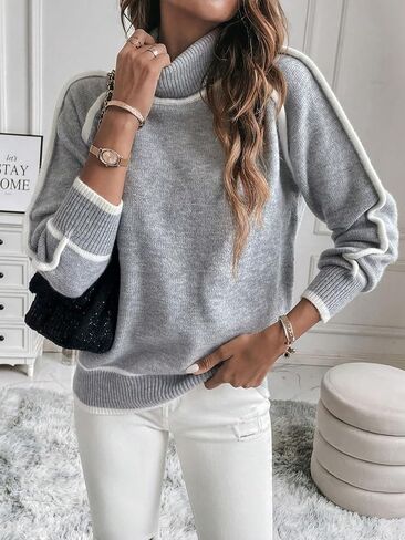 سترة SHENHE النسائية ذات الياقة المدورة وبأكمام راجلان ذات ألوان متعددة in Kuwait