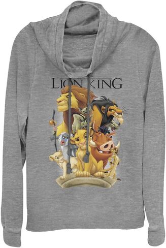 Disney Lion King Tall Cast Women's Cowl Neck Long Sleeve Knit Top, Gray Heather, Large in Saudi Arabia