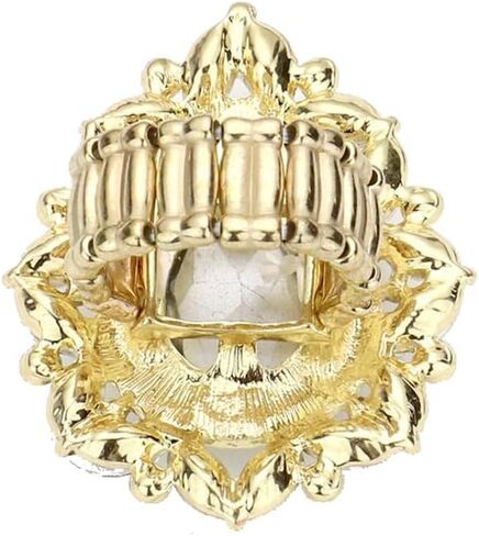 Rosemarie & Jubalee Women's Stunning Large Statement Teardrop Glass Crystal Rhinestone Stretch Band Cocktail Ring, 2" in Saudi Arabia