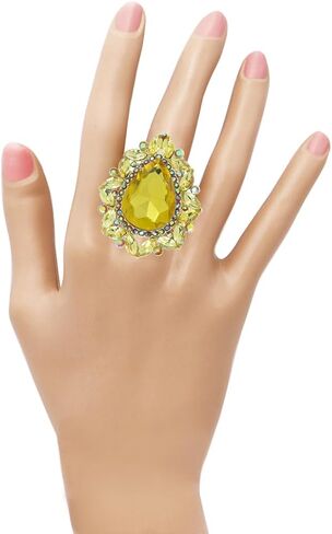 Rosemarie & Jubalee Women's Stunning Large Statement Teardrop Glass Crystal Rhinestone Stretch Band Cocktail Ring, 2" in Saudi Arabia