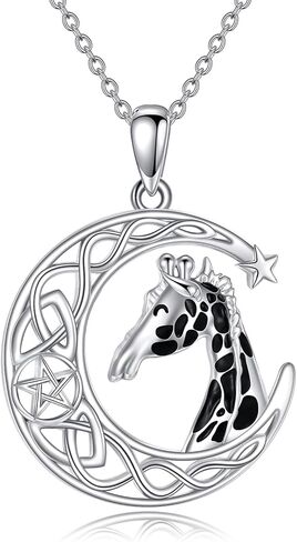 Giraffe Necklace Sterling Silver Giraffe Pendant Necklace Giraffe Jewelry Gifts for Women Girls Animal Necklace in Saudi Arabia