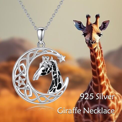 Giraffe Necklace Sterling Silver Giraffe Pendant Necklace Giraffe Jewelry Gifts for Women Girls Animal Necklace in Saudi Arabia