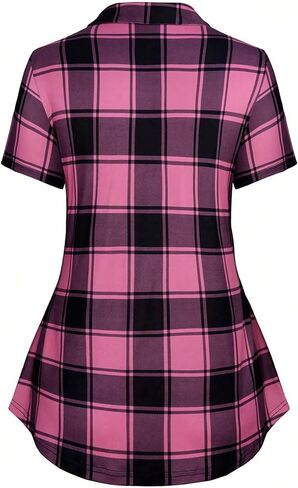 WDIRARA Women's Plus Size Plaid Crisscross Button Front Short Sleeve Tee 2 in 1 Asymmetrical Hem Top in Kuwait