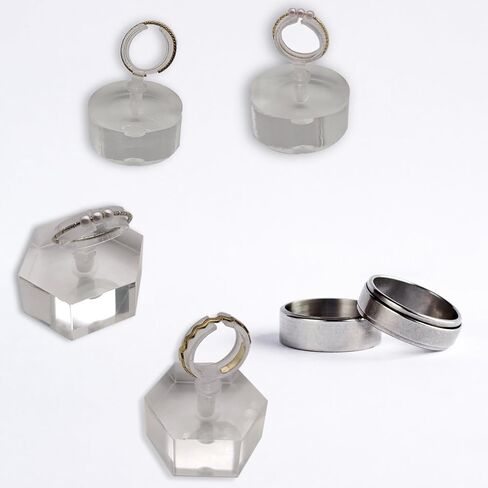 MIAO YUAN 4 PCS Ring Display Stands Ring Holder for Ring Display and Placement, Transparent Acrylic Jewelry Ring Display Storage Rack, Display Stand for Jewelry Ring Single Ring Wedding Ring in Kuwait