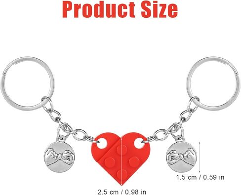 Heart Brick Key Chain for Lego, Detachable Heart Keyring for Him Her Matching Couple Keychain Gift for Boyfriend Girlfriend in Kuwait