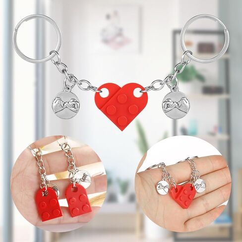 Heart Brick Key Chain for Lego, Detachable Heart Keyring for Him Her Matching Couple Keychain Gift for Boyfriend Girlfriend in Kuwait