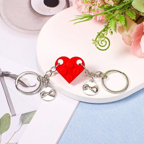 Heart Brick Key Chain for Lego, Detachable Heart Keyring for Him Her Matching Couple Keychain Gift for Boyfriend Girlfriend in Kuwait