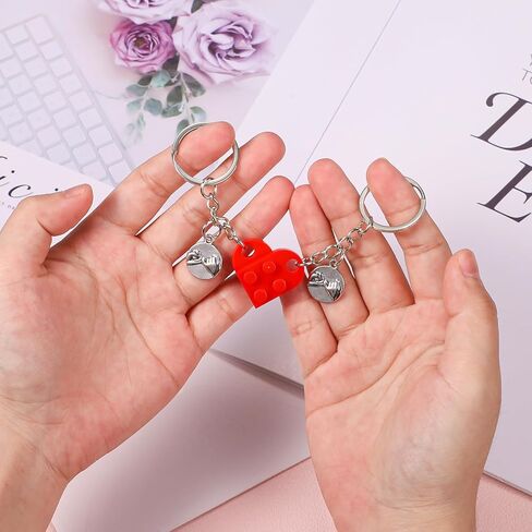 Heart Brick Key Chain for Lego, Detachable Heart Keyring for Him Her Matching Couple Keychain Gift for Boyfriend Girlfriend in Kuwait