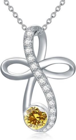 TOUPOP Infinity Cross Knot Necklace S925 Sterling Silver Birthstone Jewelry Pendant Necklaces Gifts for Women Mom Girls in Kuwait