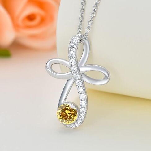 TOUPOP Infinity Cross Knot Necklace S925 Sterling Silver Birthstone Jewelry Pendant Necklaces Gifts for Women Mom Girls in Kuwait
