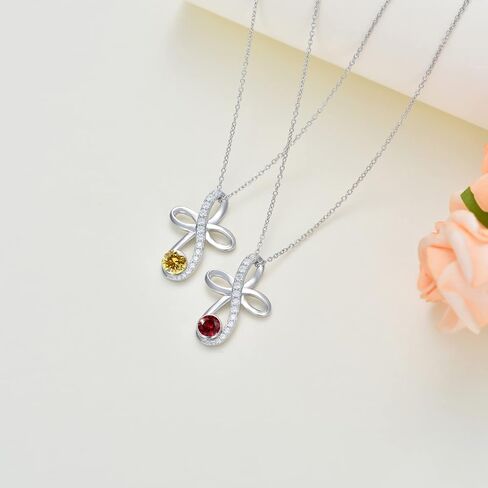 TOUPOP Infinity Cross Knot Necklace S925 Sterling Silver Birthstone Jewelry Pendant Necklaces Gifts for Women Mom Girls in Kuwait