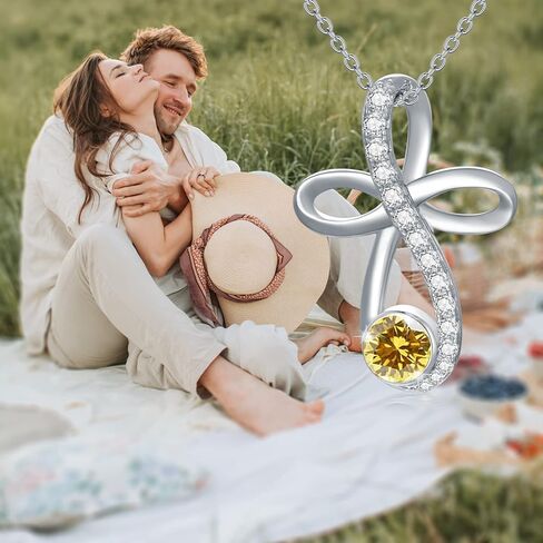 TOUPOP Infinity Cross Knot Necklace S925 Sterling Silver Birthstone Jewelry Pendant Necklaces Gifts for Women Mom Girls in Kuwait
