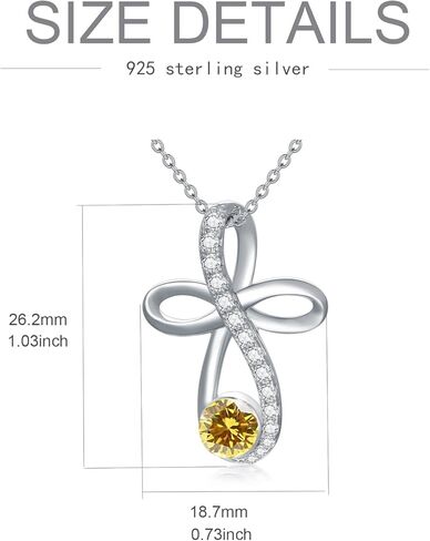 TOUPOP Infinity Cross Knot Necklace S925 Sterling Silver Birthstone Jewelry Pendant Necklaces Gifts for Women Mom Girls in Kuwait