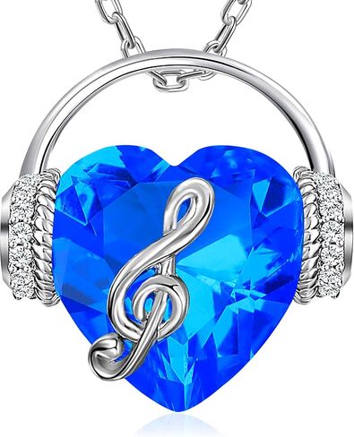 Necklaces for Women Music Note Necklace Heart Pendant Necklaces Birthstone Crystal Jewelry Christmas Mother Day Valentine Anniversary Birthday Gift for Her Mom Wife Girlfriend Daughter in Kuwait