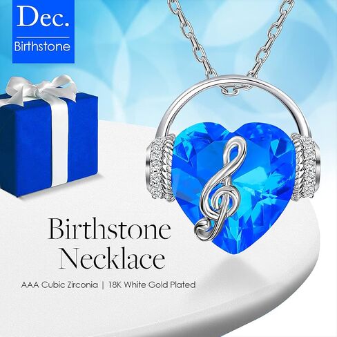 Necklaces for Women Music Note Necklace Heart Pendant Necklaces Birthstone Crystal Jewelry Christmas Mother Day Valentine Anniversary Birthday Gift for Her Mom Wife Girlfriend Daughter in Kuwait