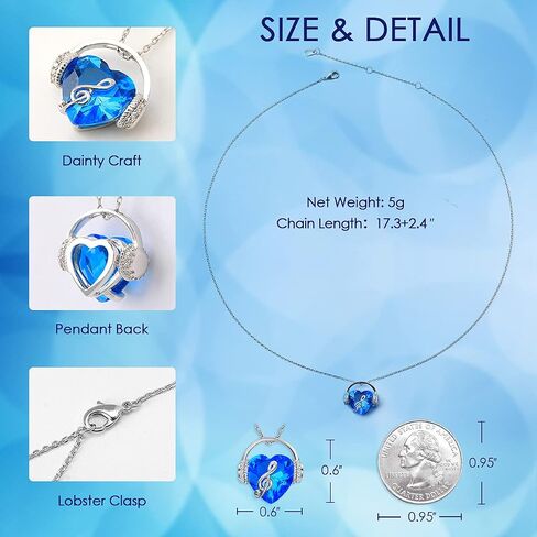 Necklaces for Women Music Note Necklace Heart Pendant Necklaces Birthstone Crystal Jewelry Christmas Mother Day Valentine Anniversary Birthday Gift for Her Mom Wife Girlfriend Daughter in Kuwait