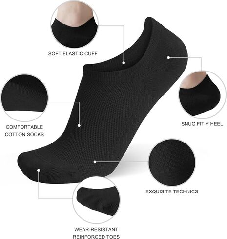 جوارب FULLSOFT للرجال بدون عرض - 4/7 أزواج من القطن الرقيق غير القابل للانزلاق جورب كاحل غير مرئي للرجال in Kuwait