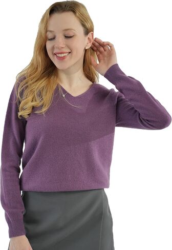 سترة نسائية كبيرة الحجم برقبة على شكل حرف v للخريف والشتاء دافئة 100% من الصوف الخالص طويلة دافئة وناعمة سترة علوية أفضل لفصل الشتاء in Kuwait