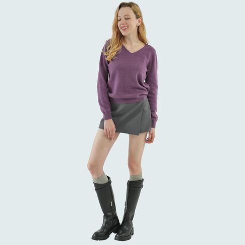 سترة نسائية كبيرة الحجم برقبة على شكل حرف v للخريف والشتاء دافئة 100% من الصوف الخالص طويلة دافئة وناعمة سترة علوية أفضل لفصل الشتاء in Kuwait