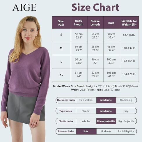 سترة نسائية كبيرة الحجم برقبة على شكل حرف v للخريف والشتاء دافئة 100% من الصوف الخالص طويلة دافئة وناعمة سترة علوية أفضل لفصل الشتاء in Kuwait